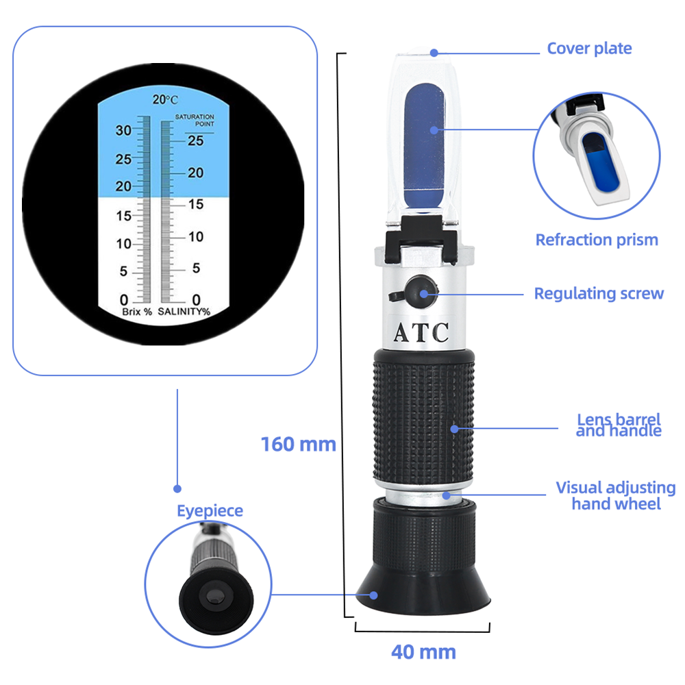 Brix Refractometer 2 in 1 Brix - Refractometer Salinity recension och pris